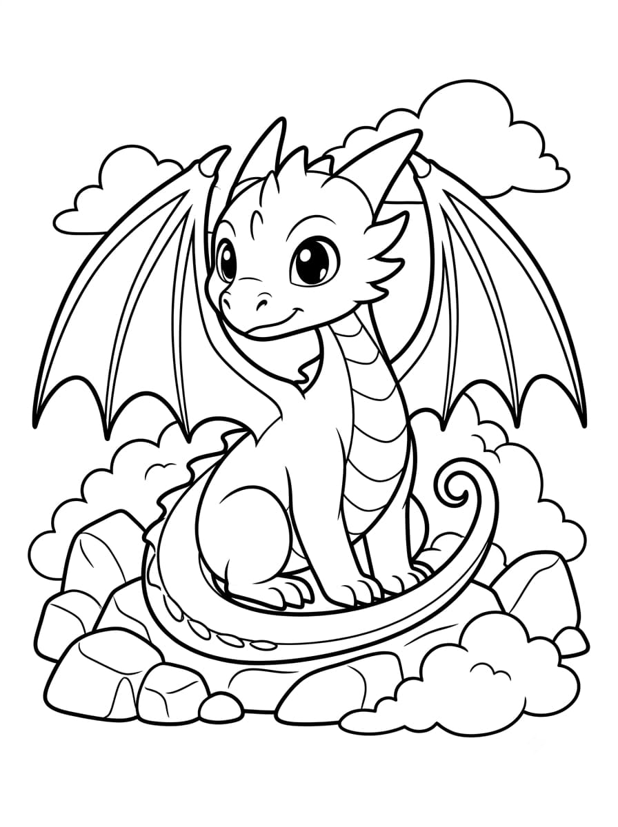 Manga da colorare: Drago fantasy