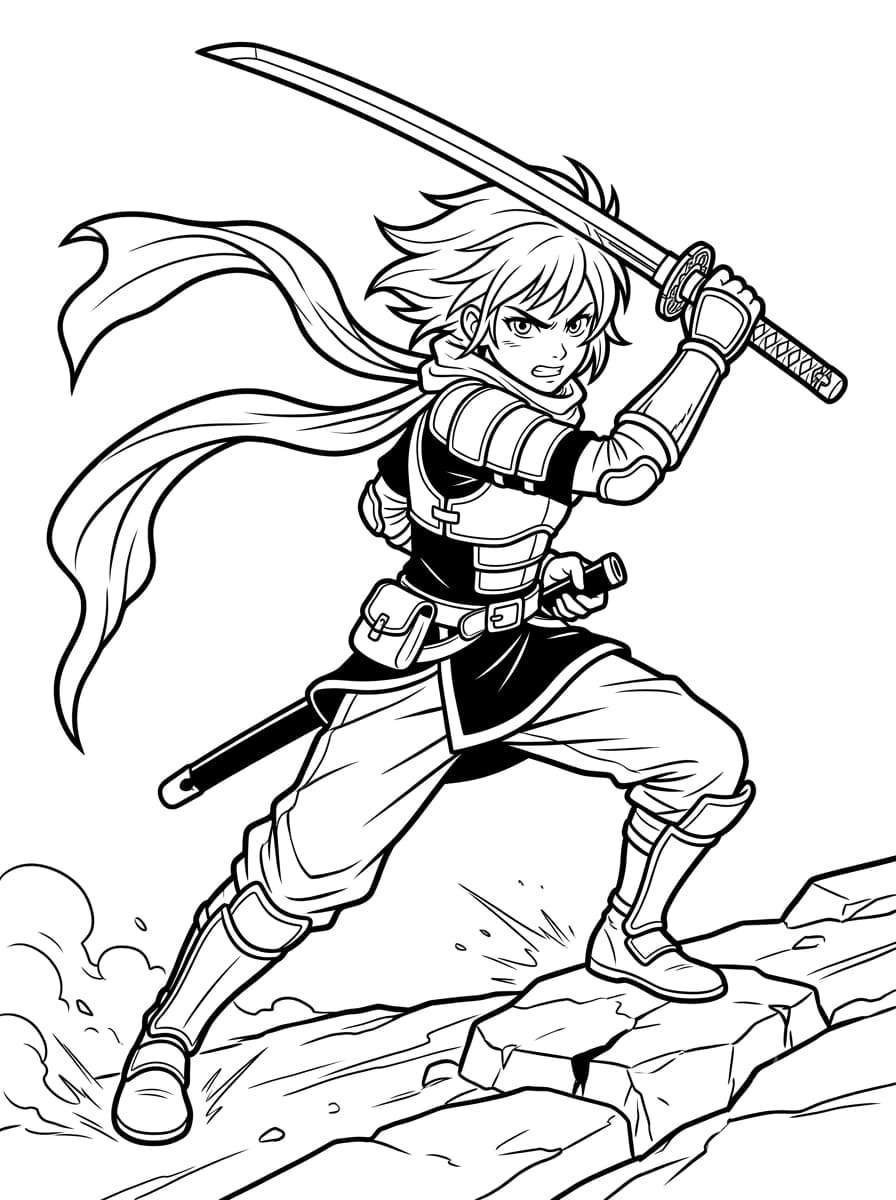 Manga da colorare: Guerriera shōnen