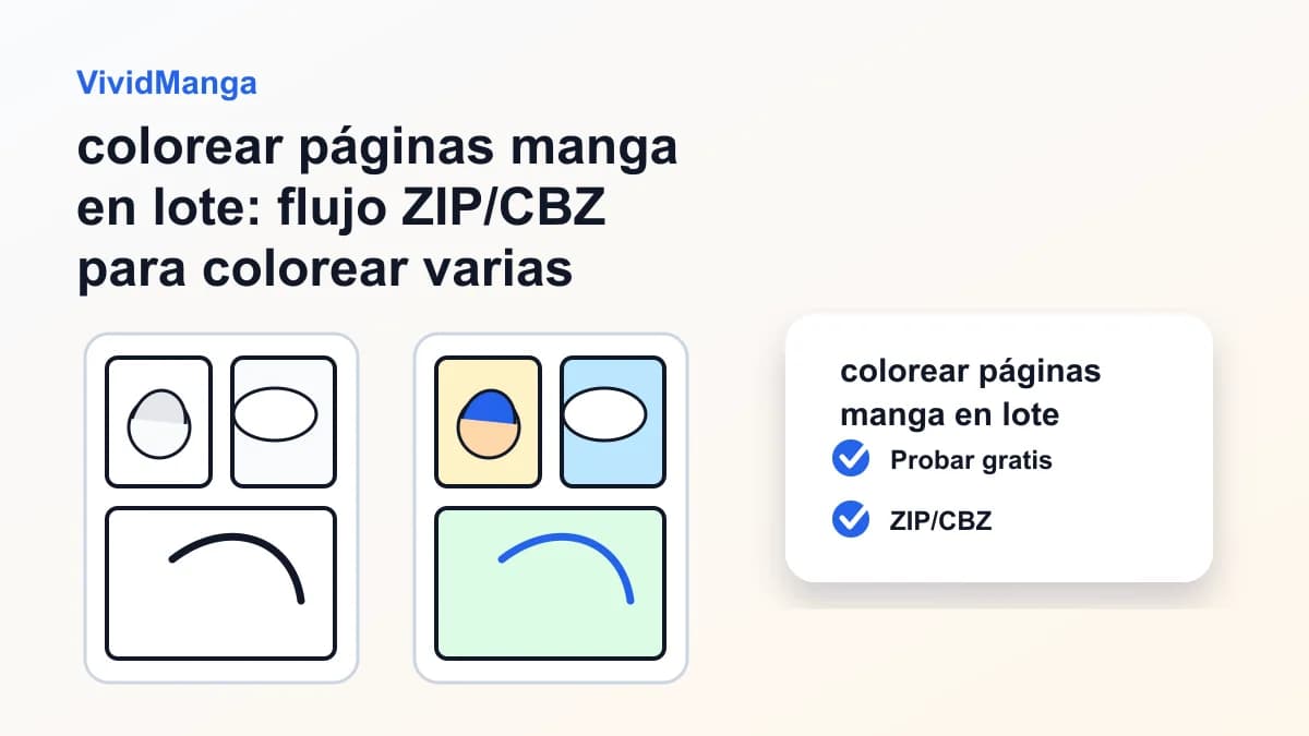 colorear páginas manga en lote: flujo ZIP/CBZ para colorear varias paginas manga