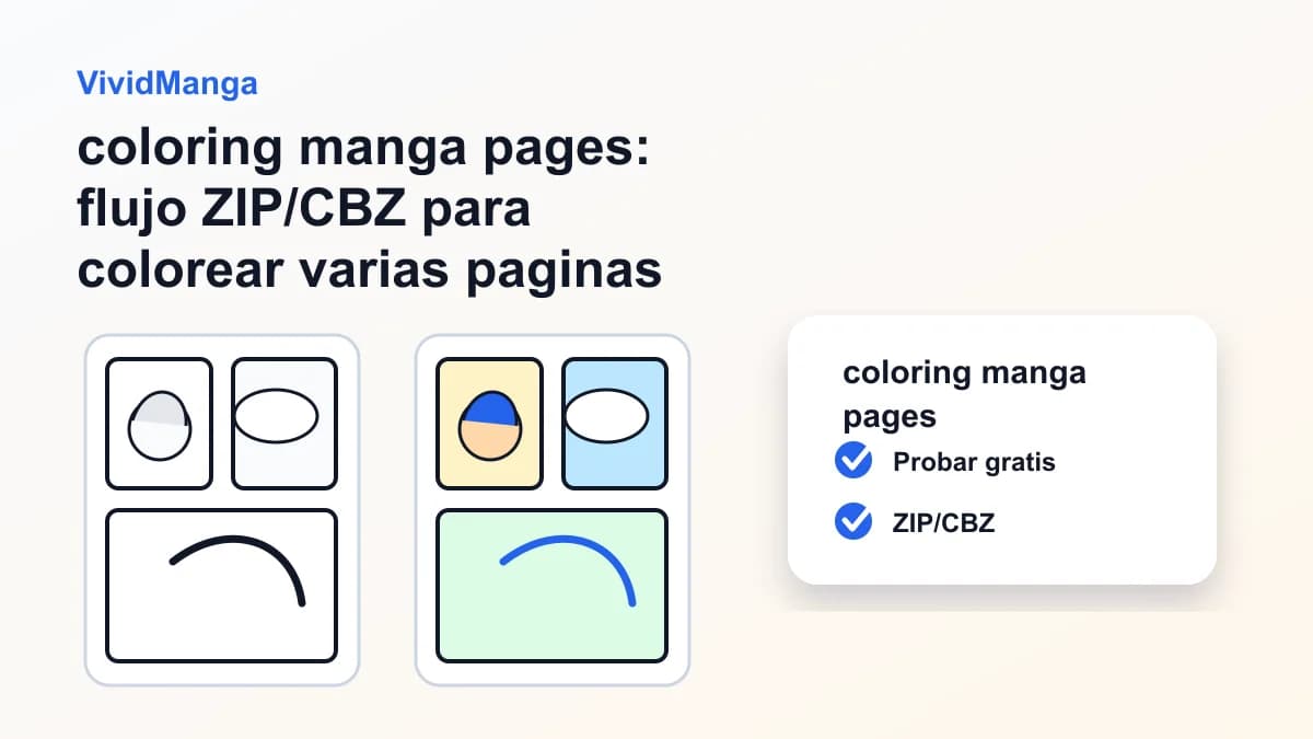 coloring manga pages: flujo ZIP/CBZ para colorear varias paginas manga