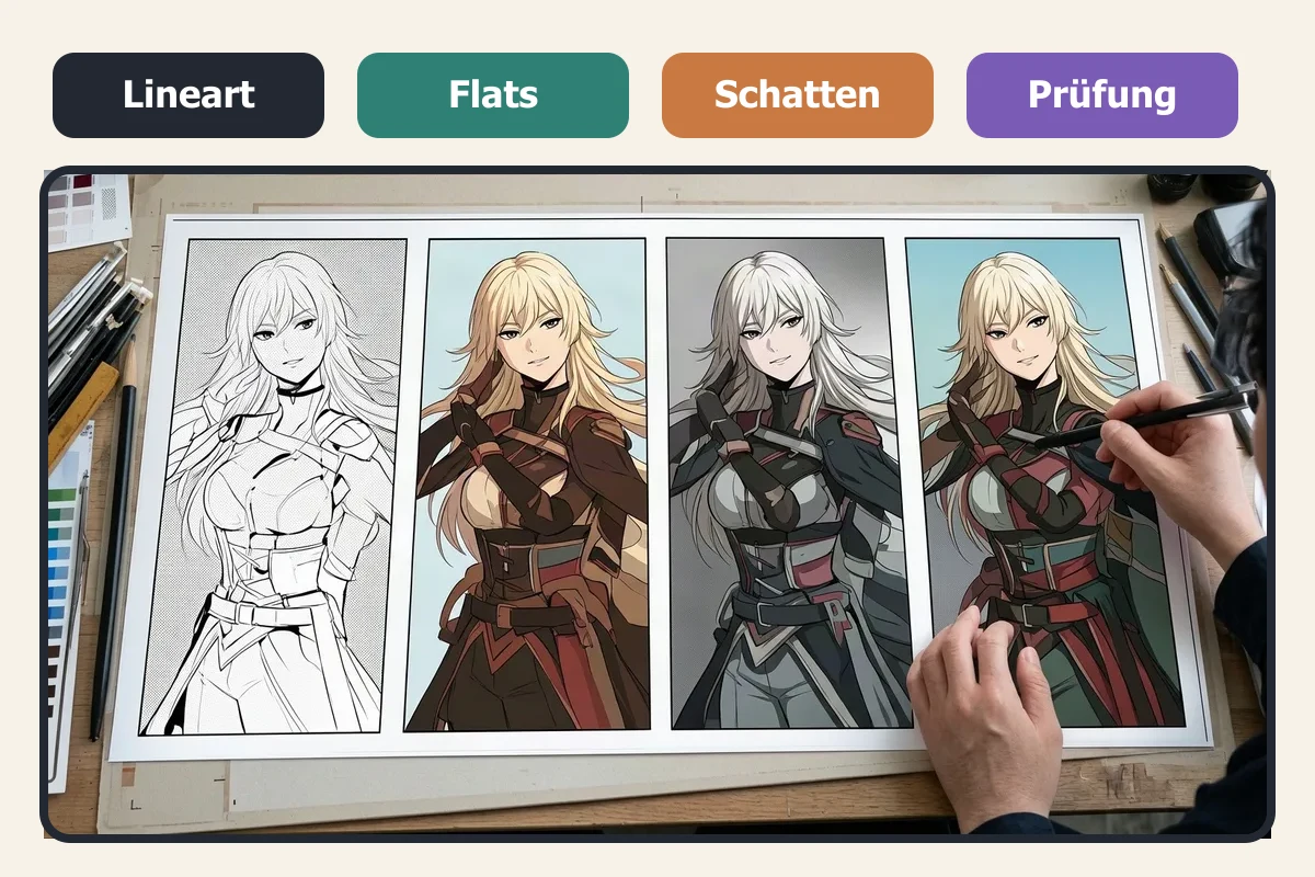Basisfarben und Schattierung beim Manga-Kolorieren: Was sich automatisieren lässt und was Handarbeit bleibt: getrennte Basisfarben