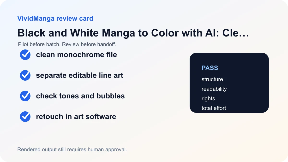 Black and White Manga to Color with AI: Clean Line Art Workflow review checklist