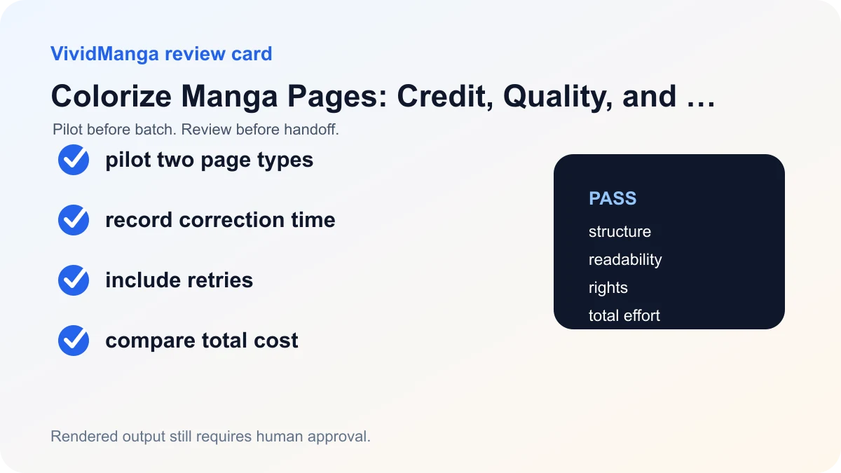 Colorize Manga Pages: Credit, Quality, and Batch Cost Checks review checklist