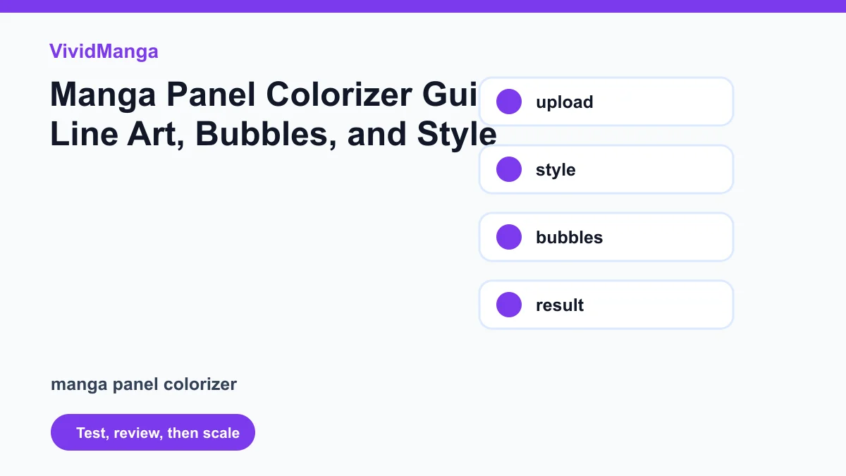 Manga Panel Colorizer Guide for Line Art, Bubbles, and Style workflow diagram