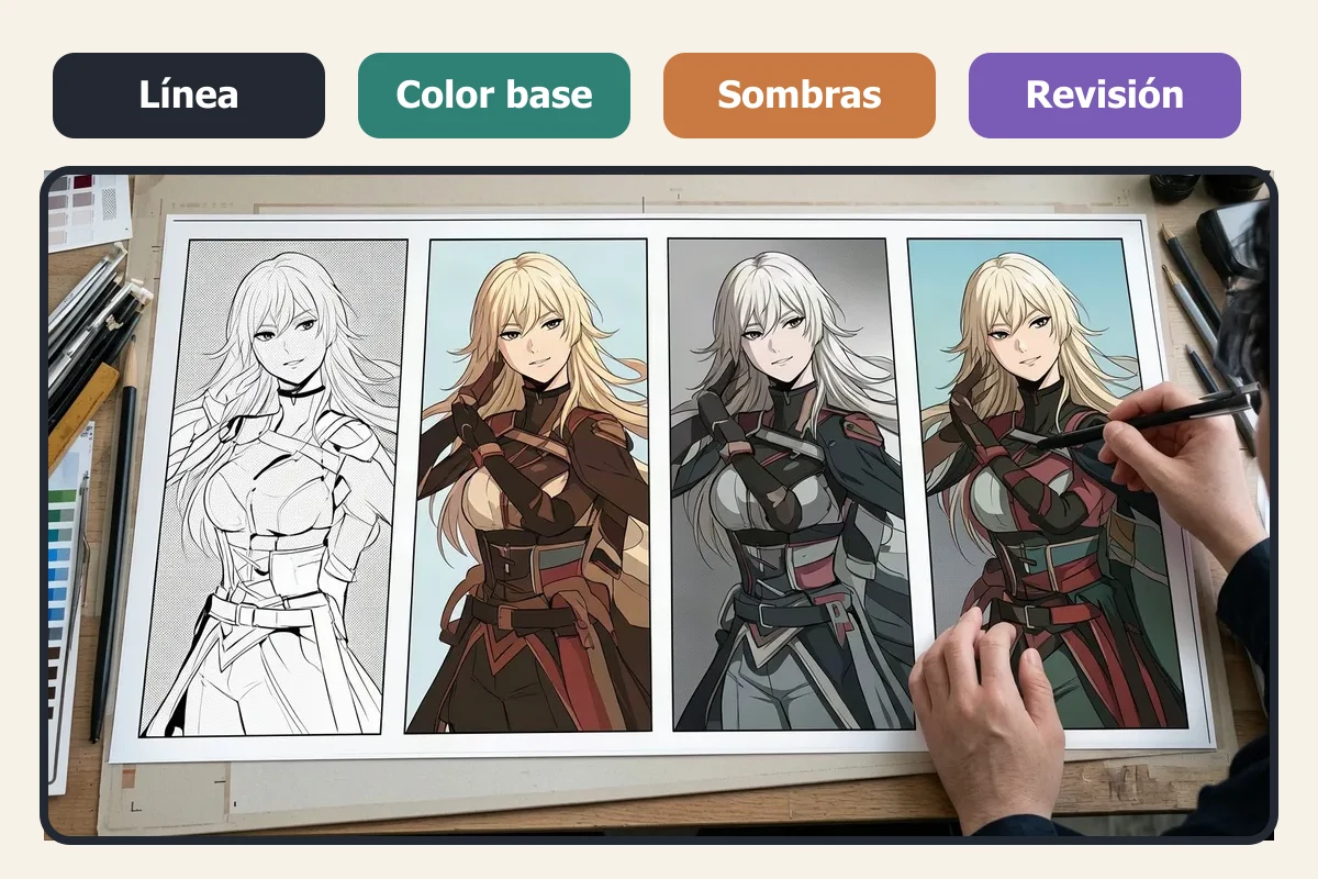 Colores planos y sombreado en manga: qué automatizar y qué dejar en manos del artista: zonas de colores planos
