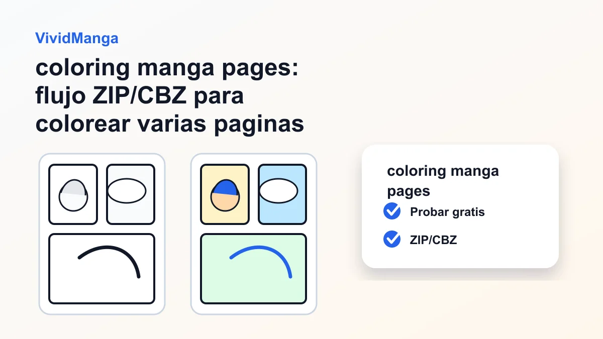 coloring manga pages: flujo ZIP/CBZ para colorear varias paginas manga hero image