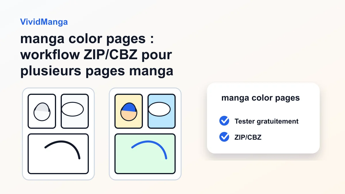 manga color pages : workflow ZIP/CBZ pour plusieurs pages manga hero image