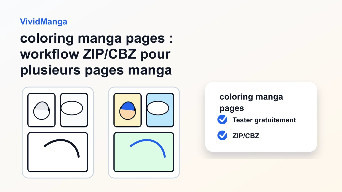 coloring manga pages : workflow ZIP/CBZ pour plusieurs pages manga hero image