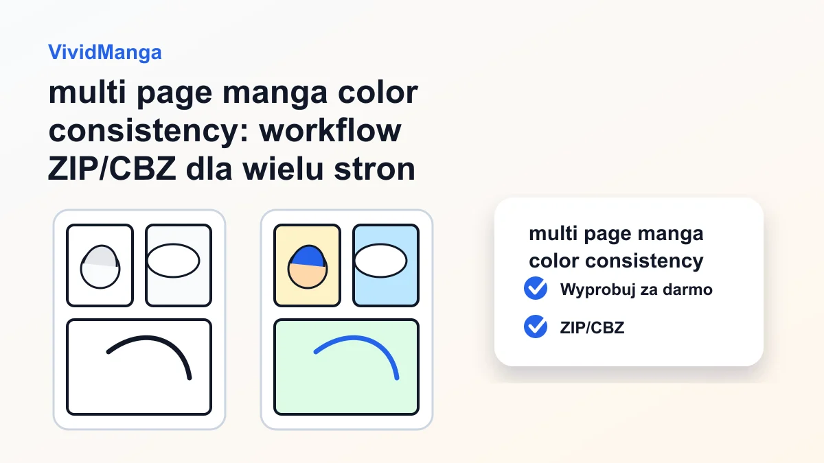 multi page manga color consistency: workflow ZIP/CBZ dla wielu stron mangi hero image
