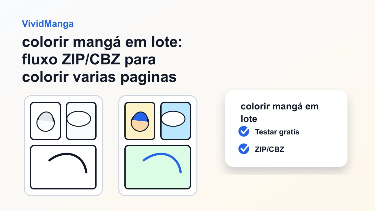colorir mangá em lote: fluxo ZIP/CBZ para colorir varias paginas hero image