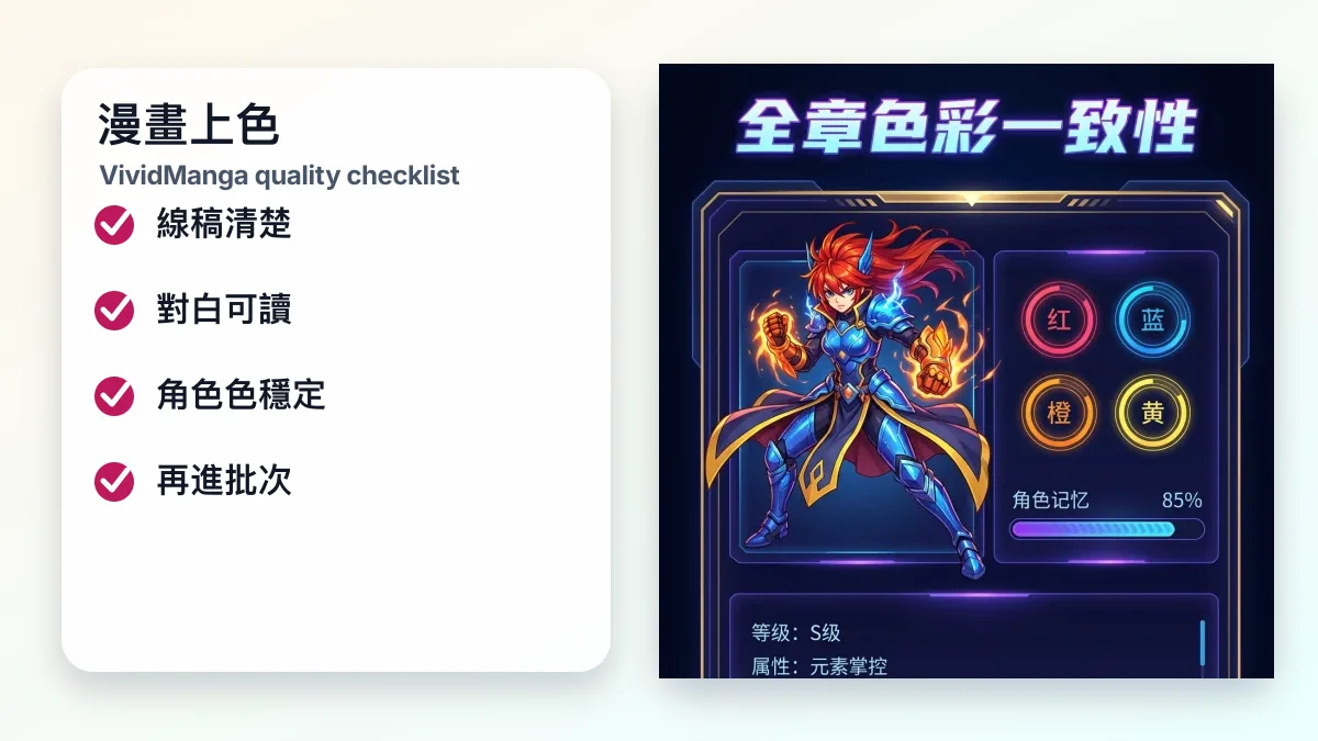 漫畫上色品質檢查與批次處理配圖