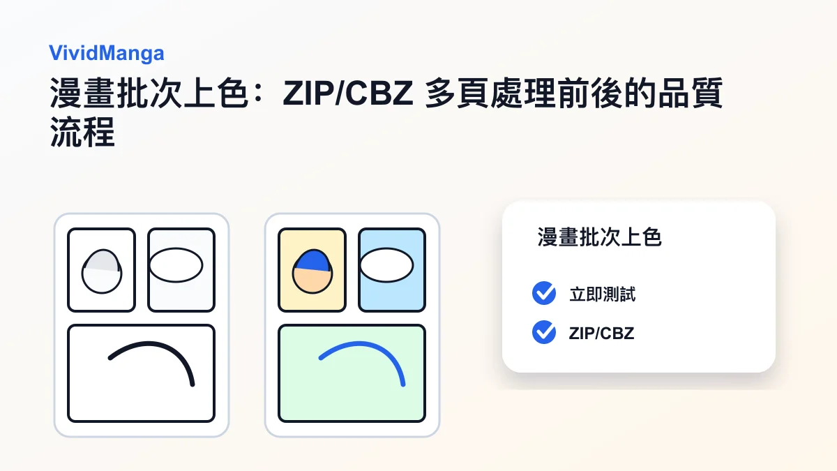 漫畫批次上色:ZIP/CBZ 多頁處理前後的品質流程 hero image