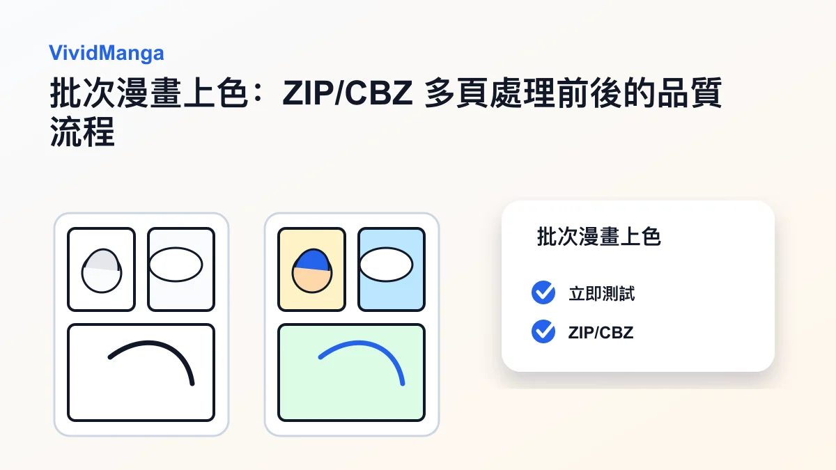 批次漫畫上色:ZIP/CBZ 多頁處理前後的品質流程 hero image