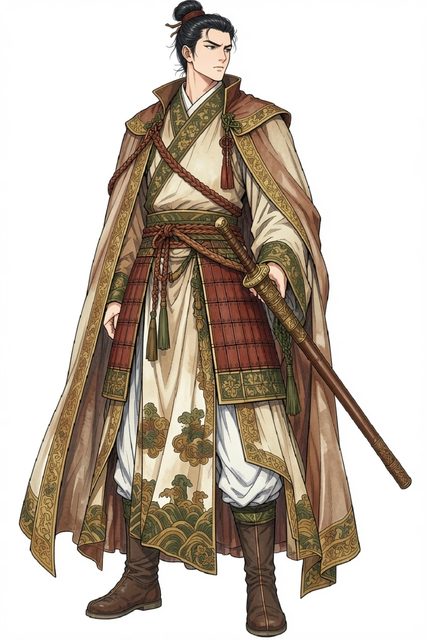 Ink Wash Color AI-colored historical costume manga result
