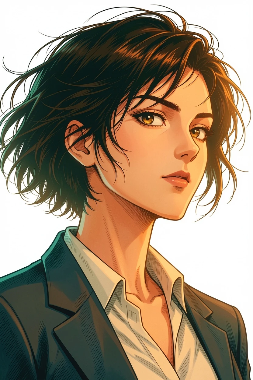 Warm Cinematic AI-colored character close up manga result