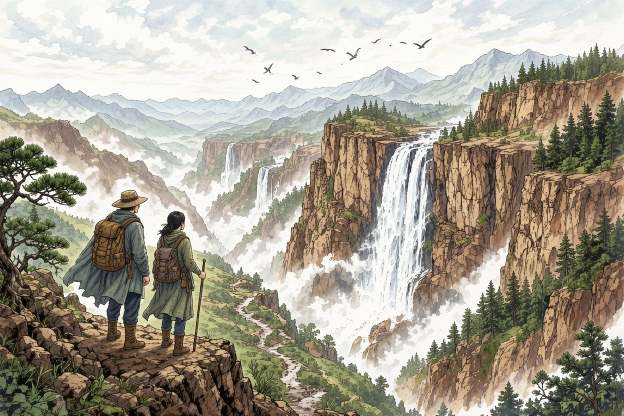 Ink Wash Color AI-colored nature landscape manga result