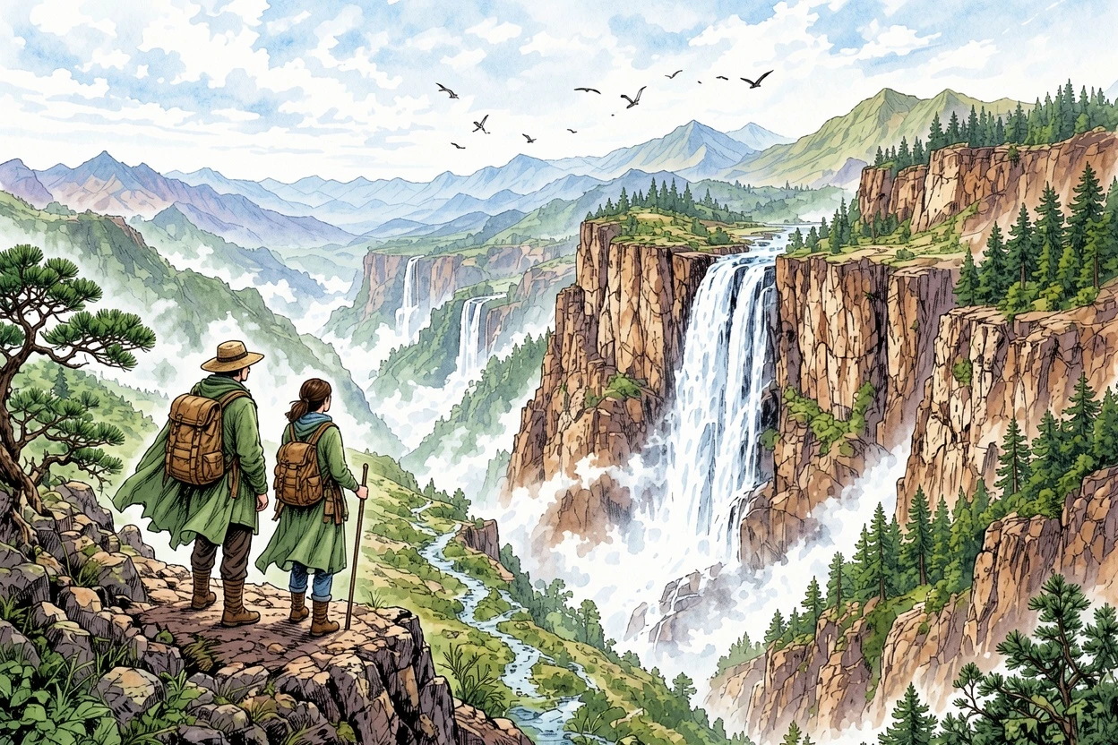 Watercolor AI-colored nature landscape manga result