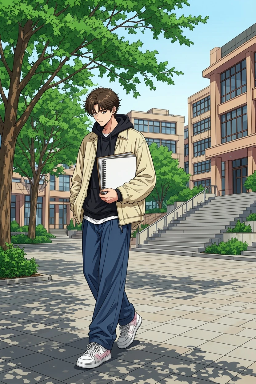 Cel-shaded AI-colored school scene manga result