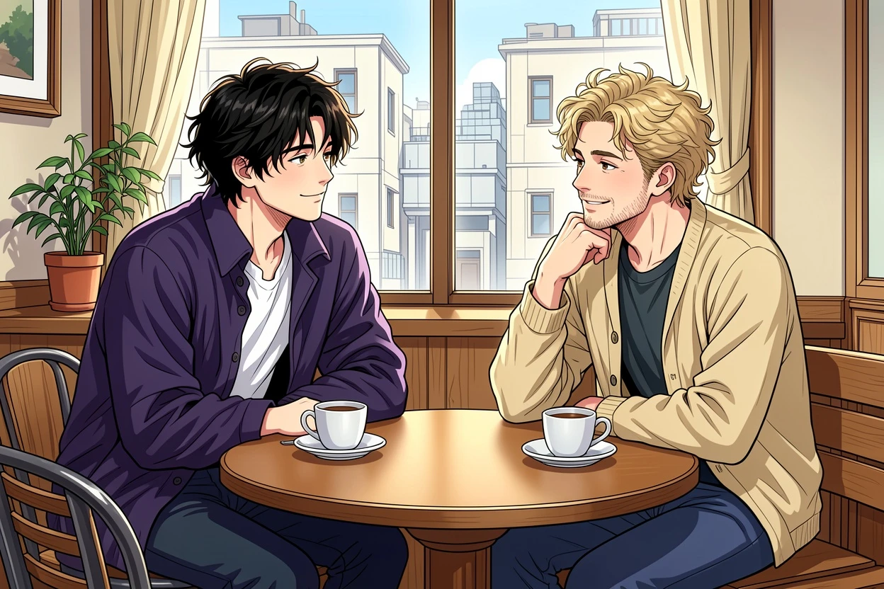 Webtoon Clean AI-colored two person dialogue manga result