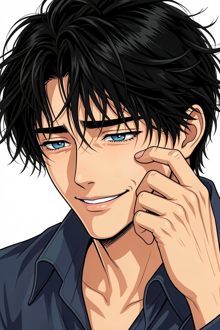 Flat Color AI-colored emotional close up manga result