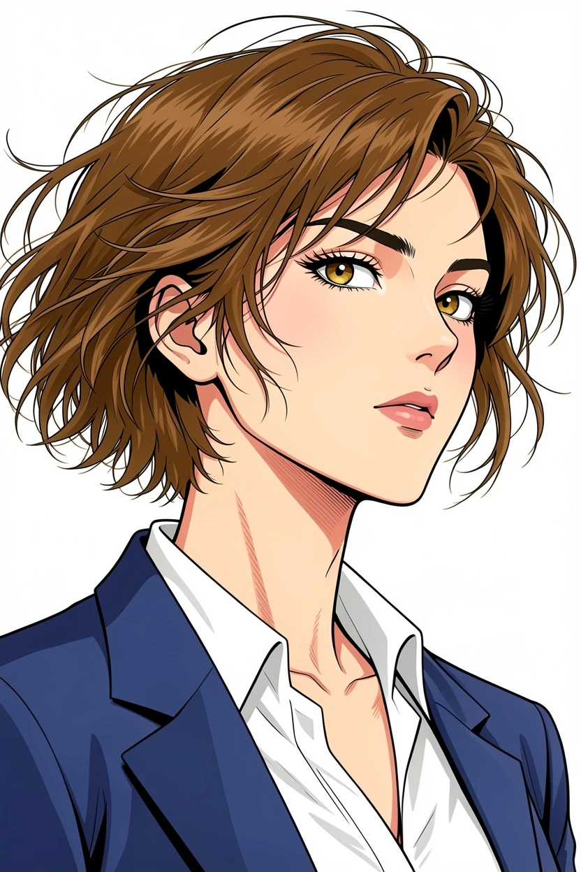 Flat Color AI-colored character close up manga result